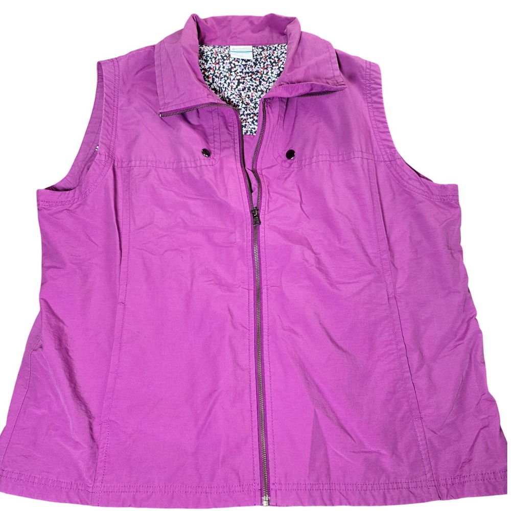 Columbia Women's 2x Full Zip Vest with Pockets Purple/Pink Lightweight
